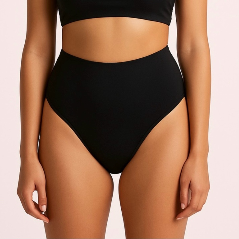 NWT Sleeper Swim Bottoms High Waisted Rise Black Bikini Separate Bathing Suit
